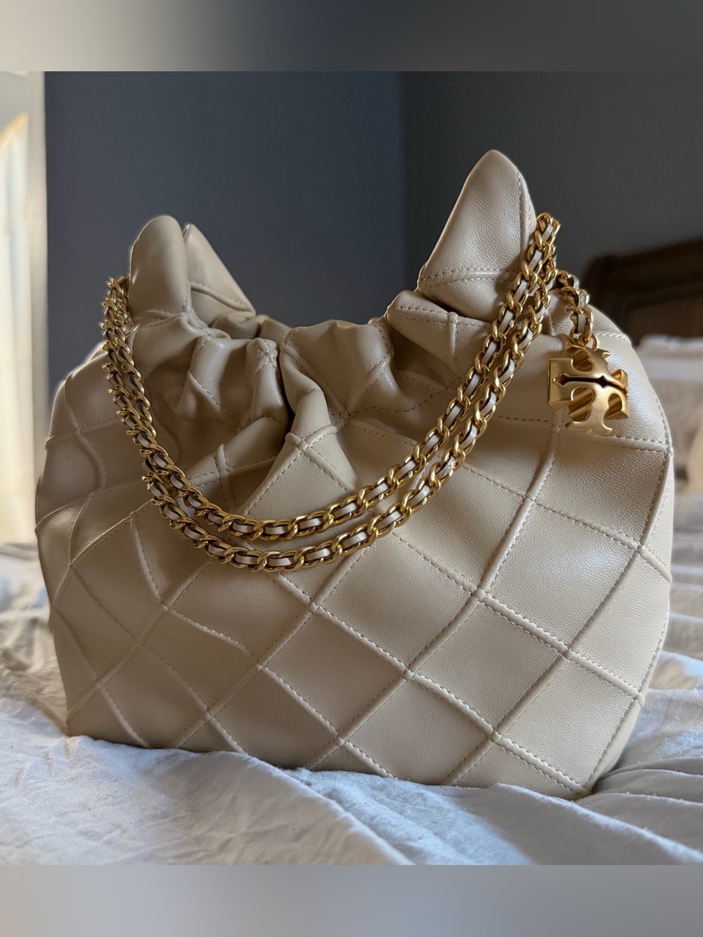 Tory Burch Mini Fleming Soft Quilted Hobo Bag with Gold Chain - Picture 2 of 14